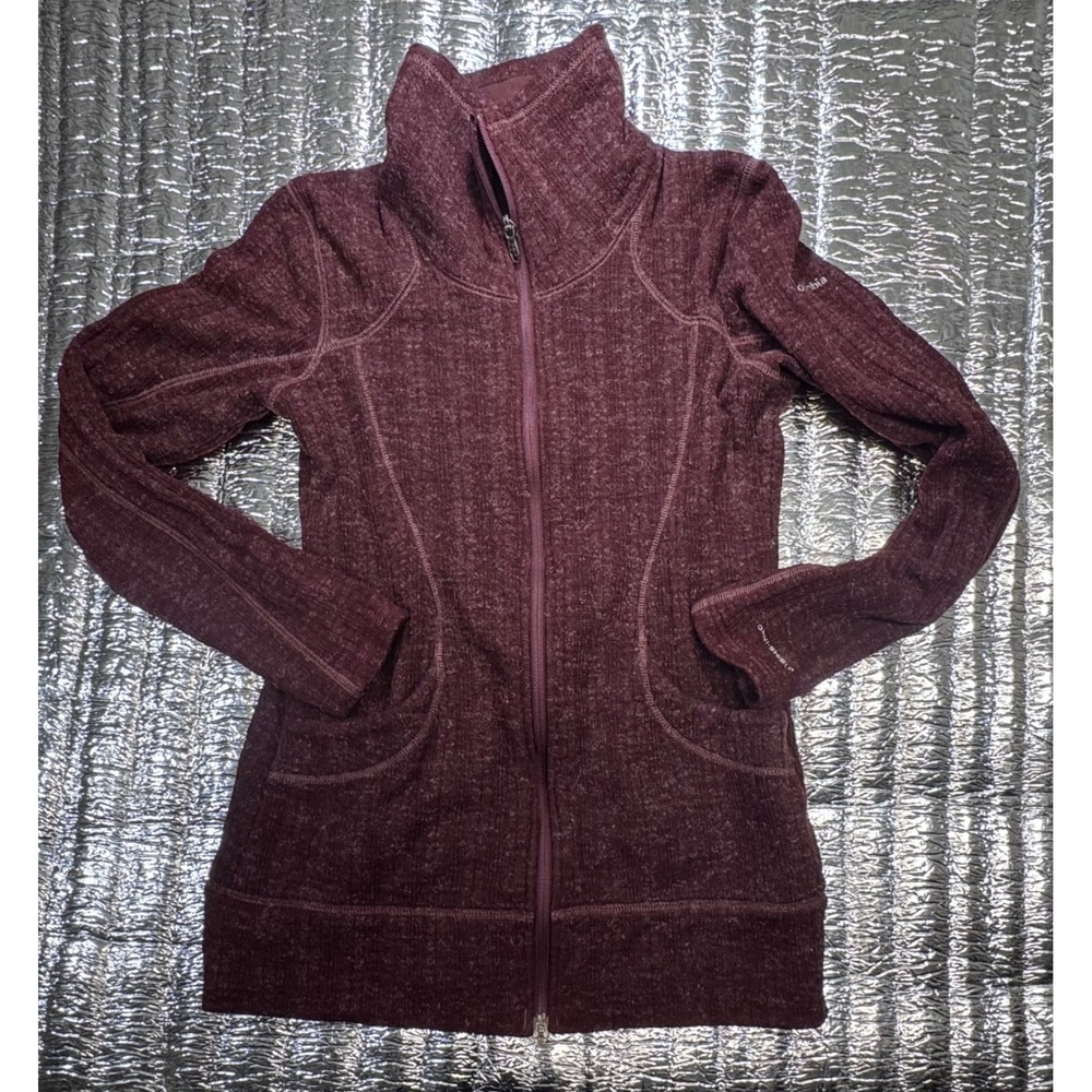 Columbia Omni-Shield Full Zip Sweater Jacket Womens Small Burgundy AL6372